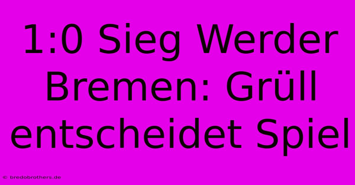 1:0 Sieg Werder Bremen: Grüll Entscheidet Spiel