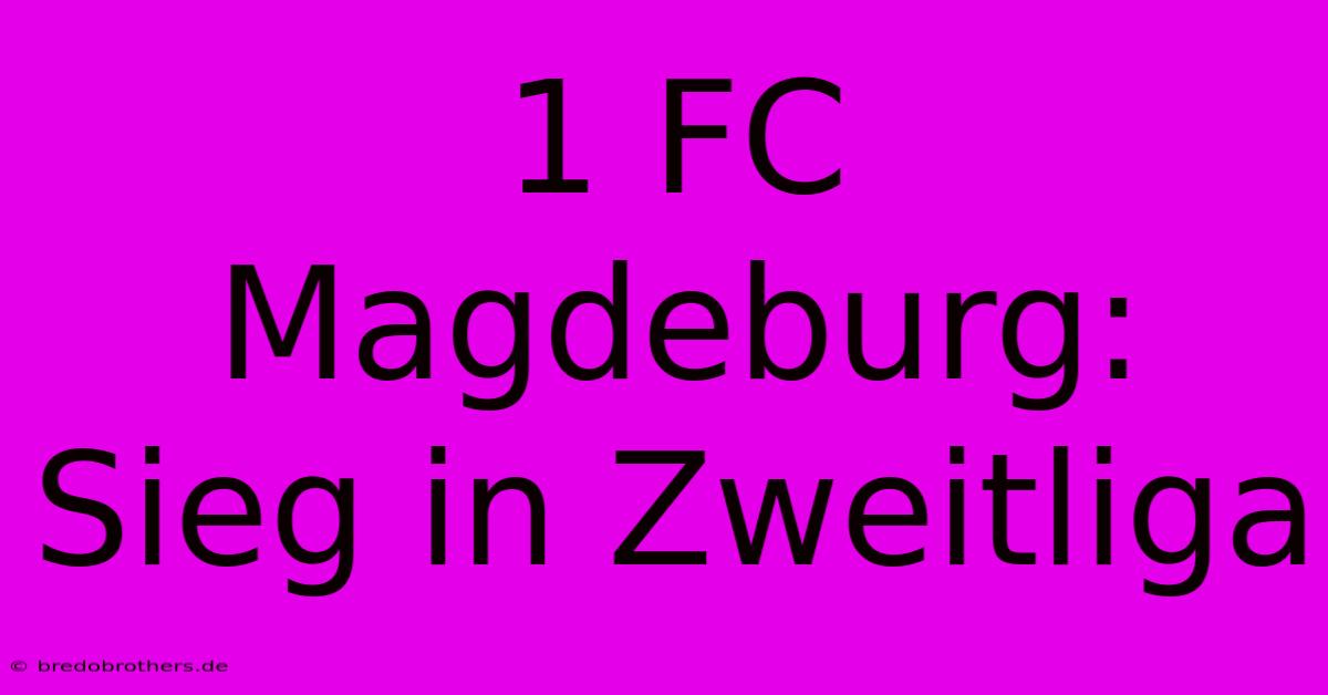 1 FC Magdeburg: Sieg In Zweitliga