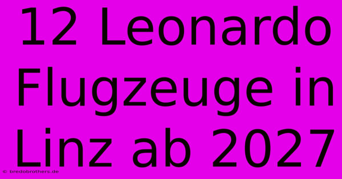 12 Leonardo Flugzeuge In Linz Ab 2027