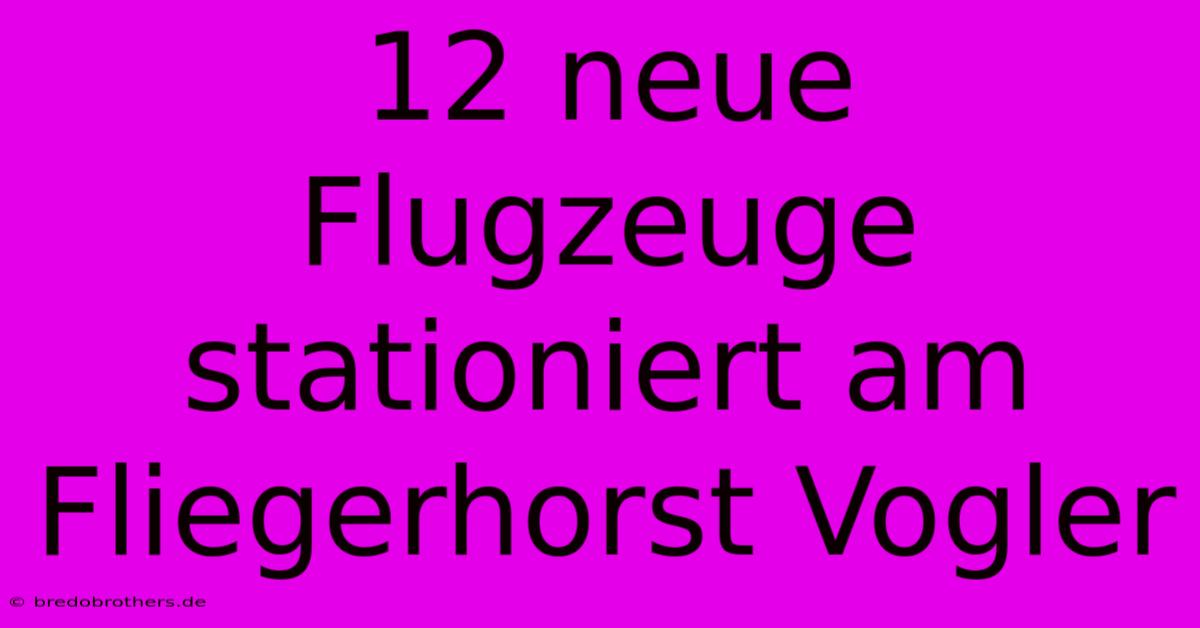 12 Neue Flugzeuge Stationiert Am Fliegerhorst Vogler