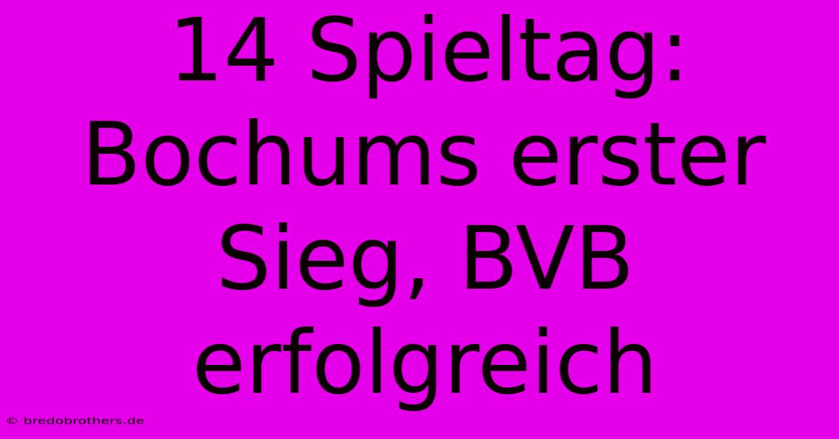 14 Spieltag: Bochums Erster Sieg, BVB Erfolgreich