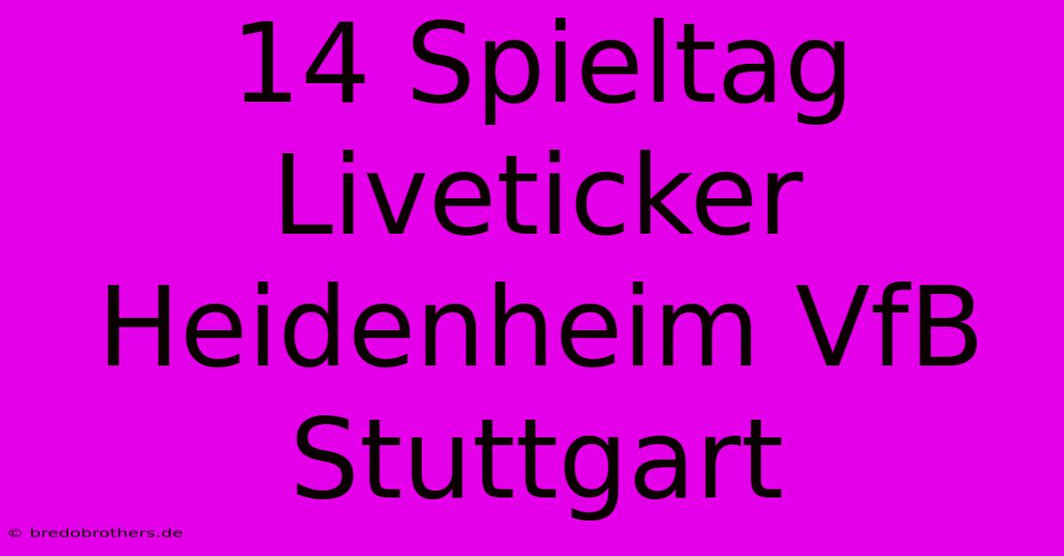 14 Spieltag Liveticker Heidenheim VfB Stuttgart