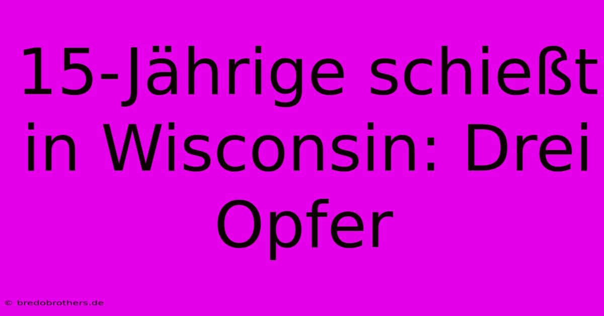 15-Jährige Schießt In Wisconsin: Drei Opfer