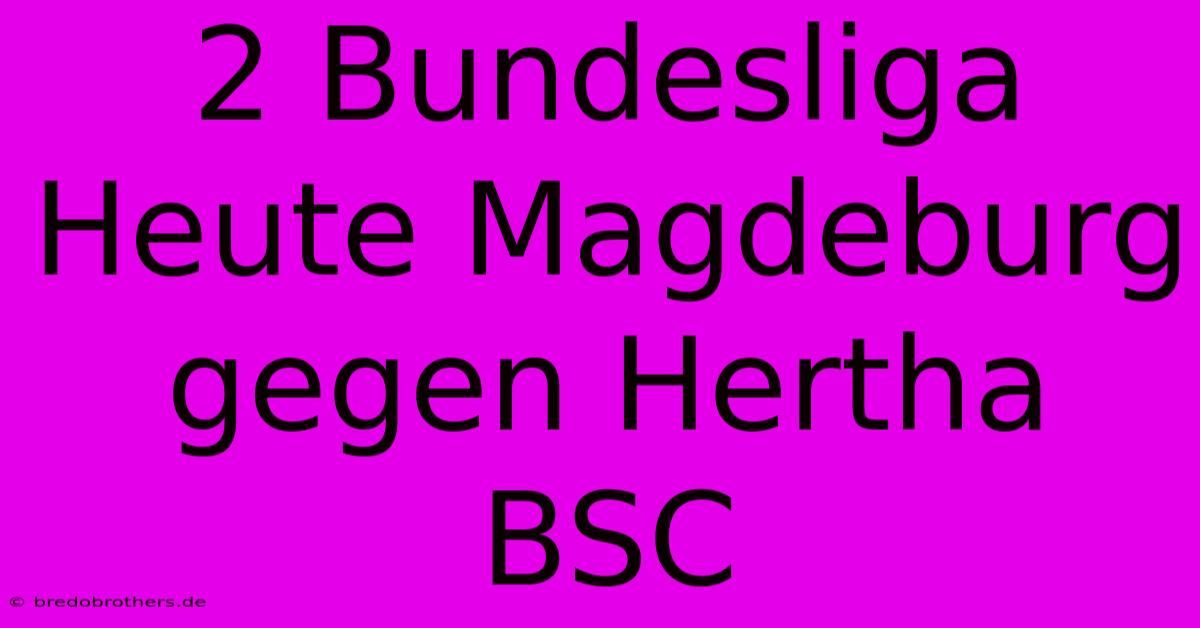 2 Bundesliga Heute Magdeburg Gegen Hertha BSC