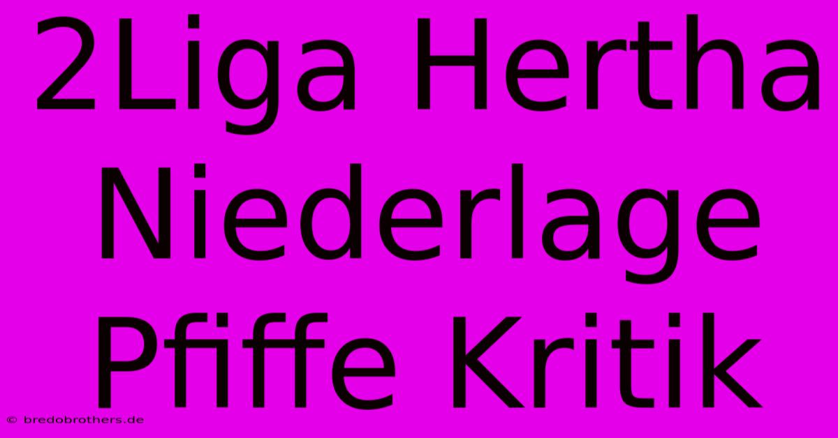 2Liga Hertha Niederlage Pfiffe Kritik