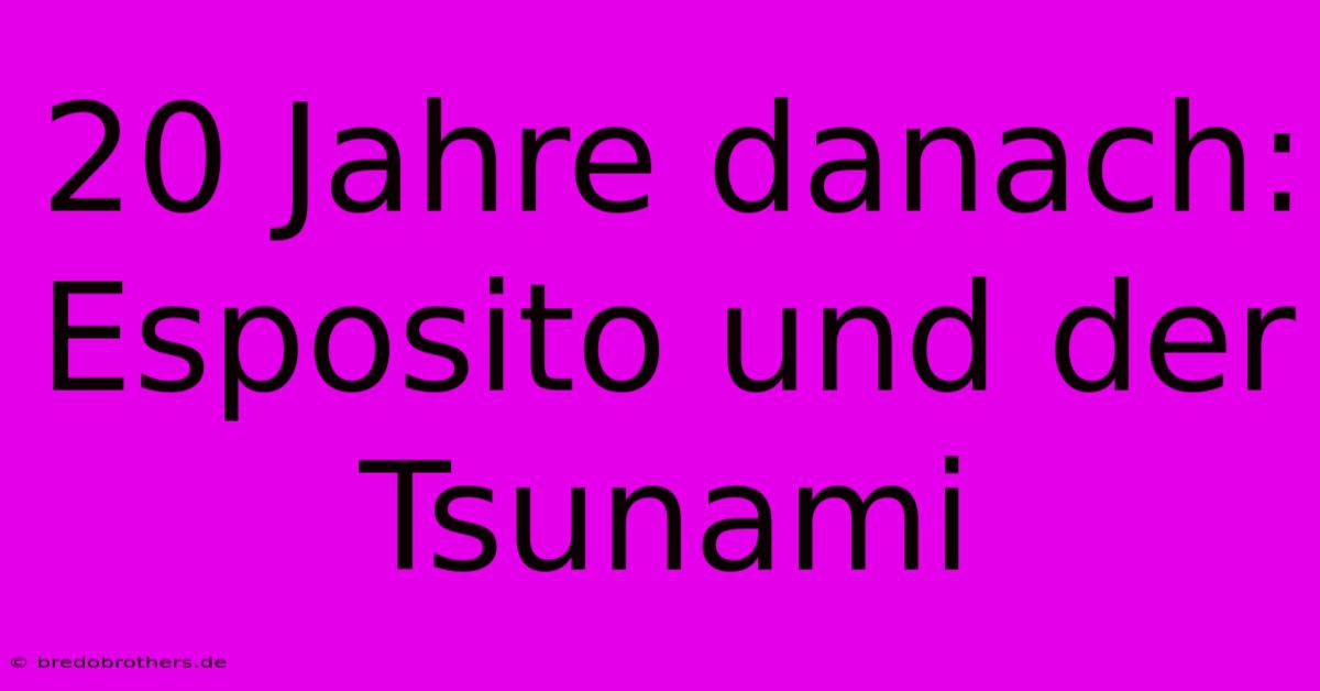 20 Jahre Danach: Esposito Und Der Tsunami