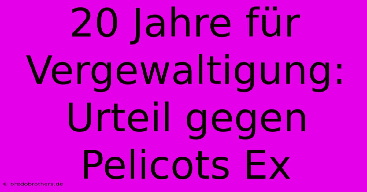 20 Jahre Für Vergewaltigung: Urteil Gegen Pelicots Ex