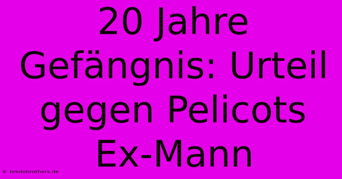 20 Jahre Gefängnis: Urteil Gegen Pelicots Ex-Mann