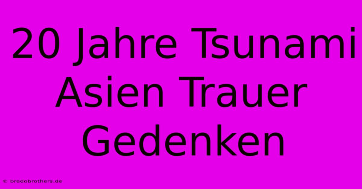 20 Jahre Tsunami Asien Trauer Gedenken