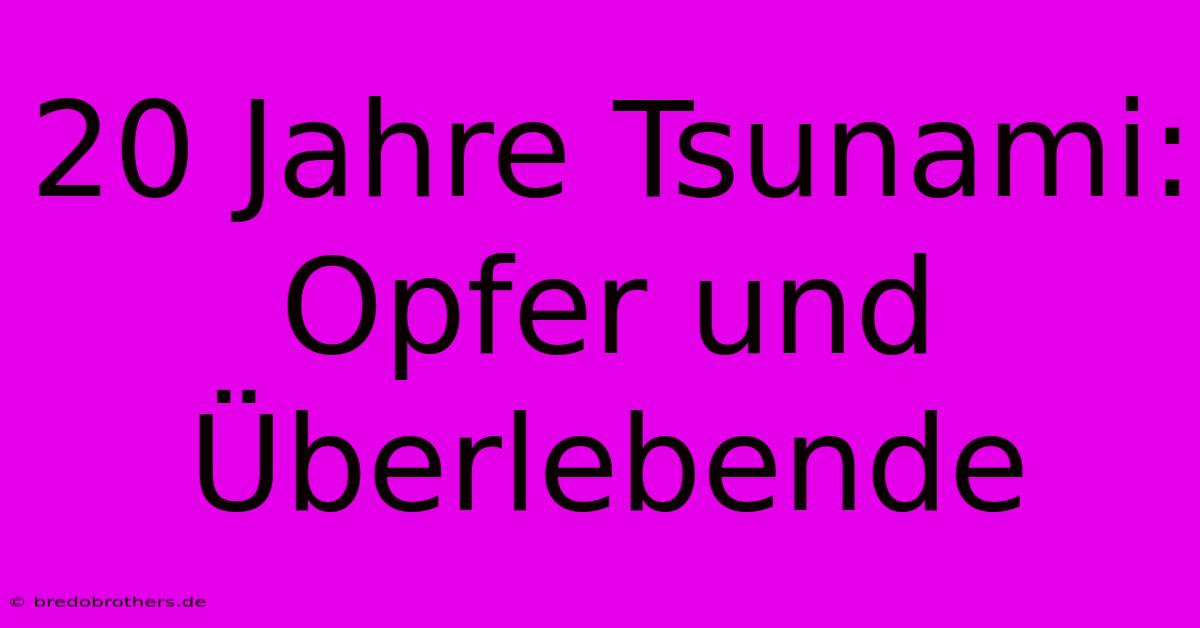 20 Jahre Tsunami: Opfer Und Überlebende