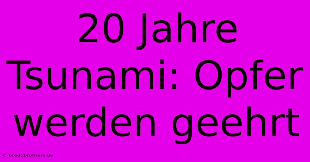 20 Jahre Tsunami: Opfer Werden Geehrt