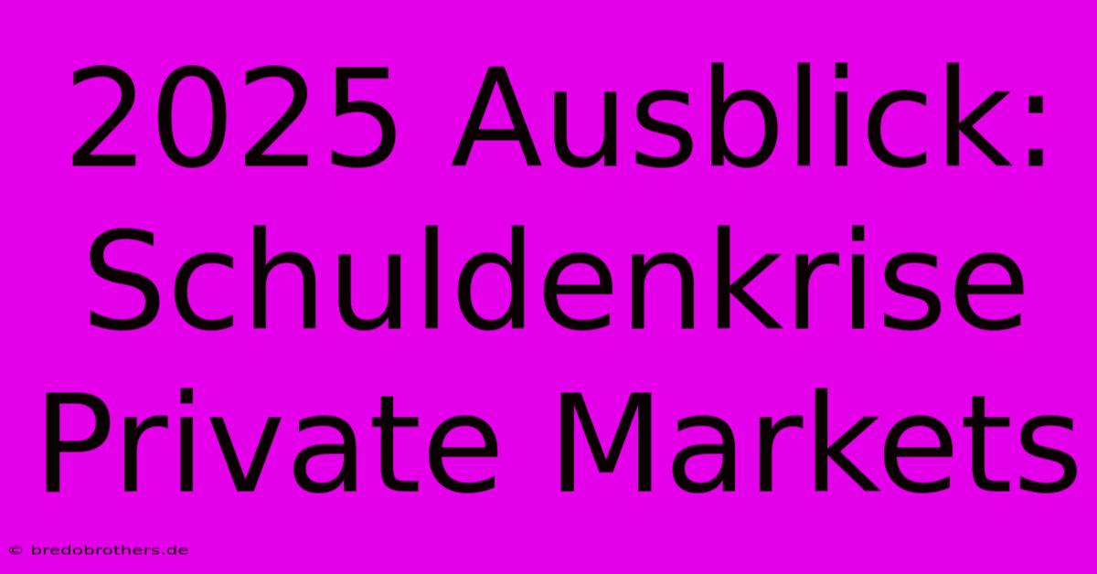 2025 Ausblick: Schuldenkrise Private Markets