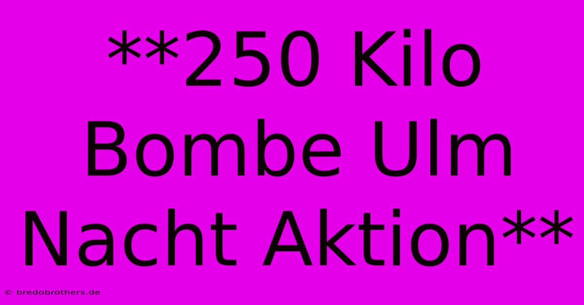 **250 Kilo Bombe Ulm Nacht Aktion**