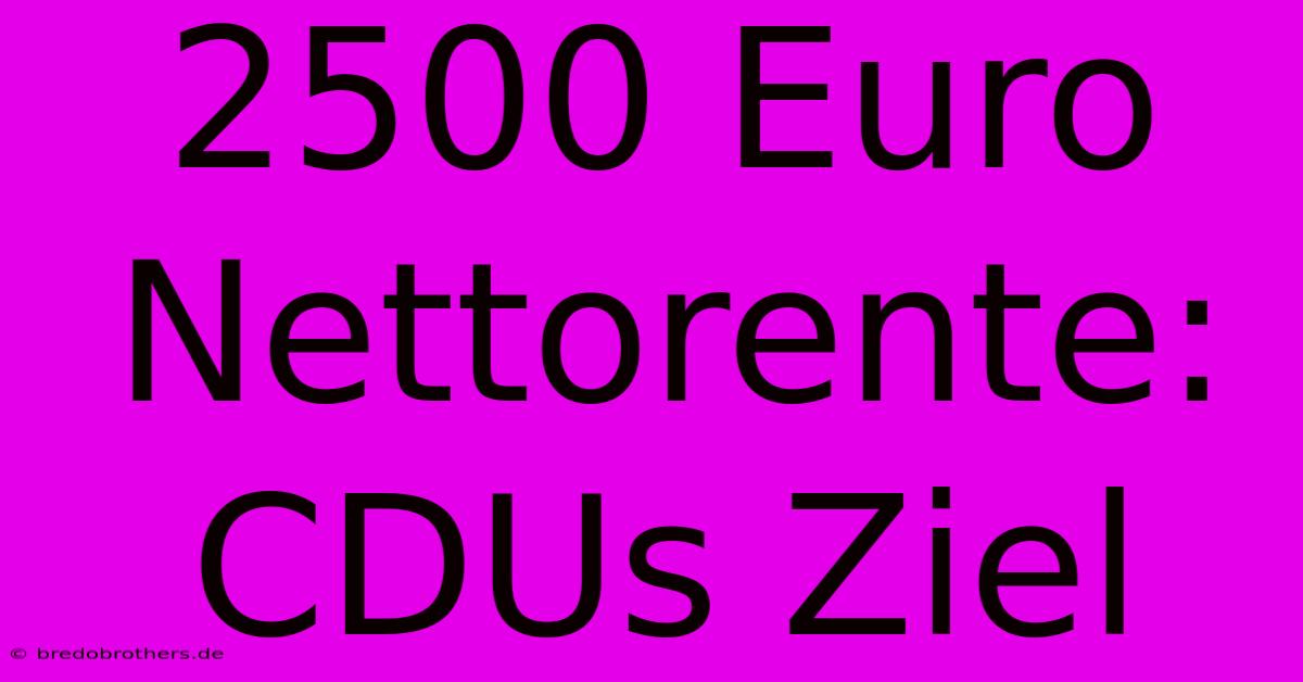 2500 Euro Nettorente: CDUs Ziel