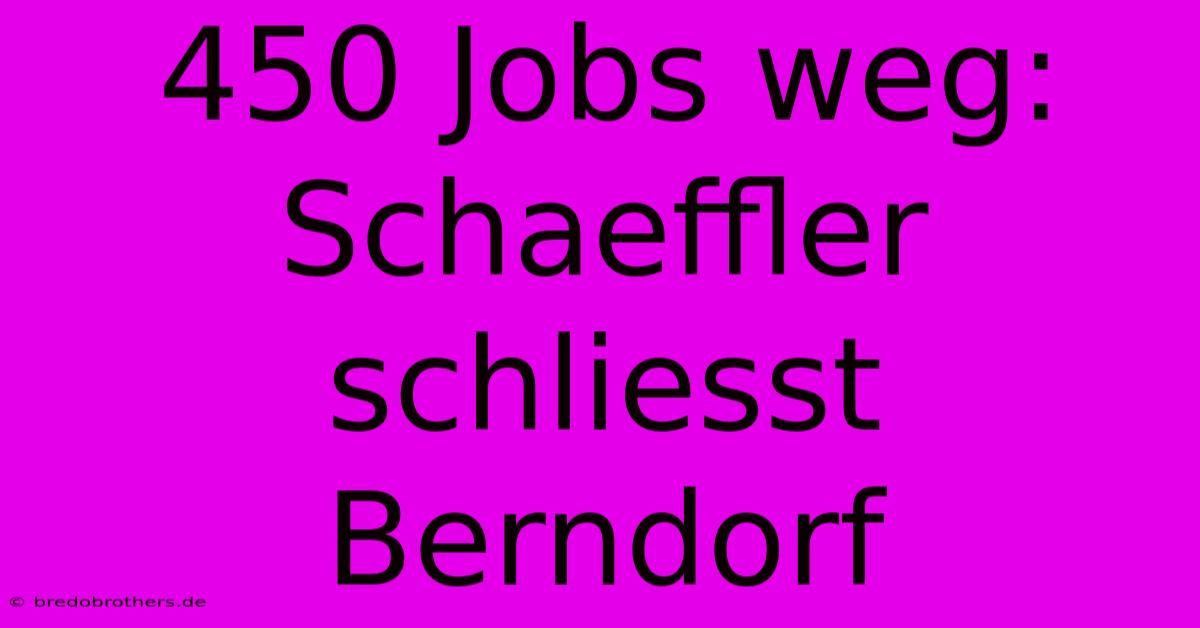 450 Jobs Weg: Schaeffler Schliesst Berndorf