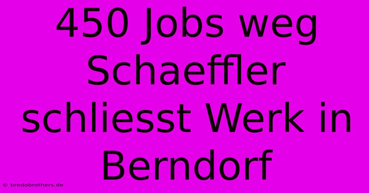 450 Jobs Weg Schaeffler Schliesst Werk In Berndorf