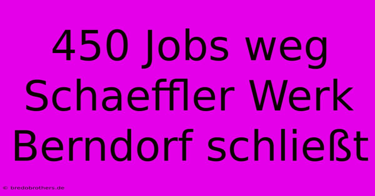 450 Jobs Weg Schaeffler Werk Berndorf Schließt