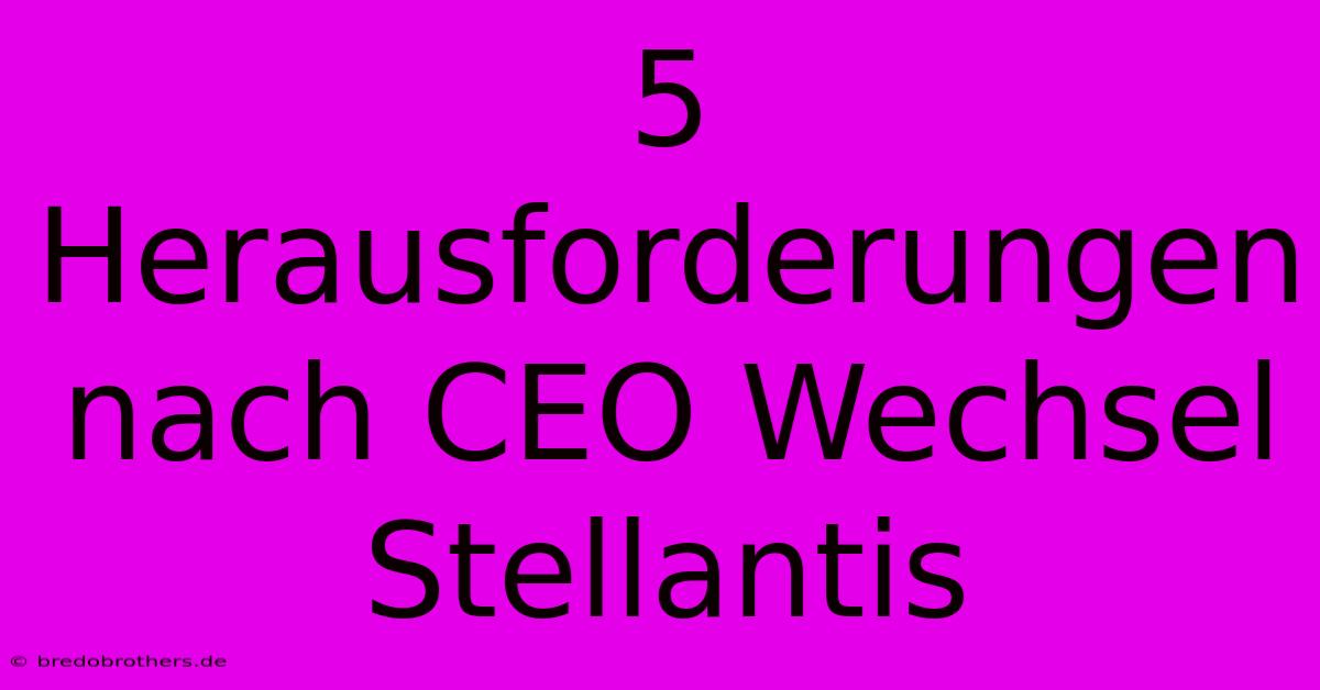 5 Herausforderungen Nach CEO Wechsel Stellantis