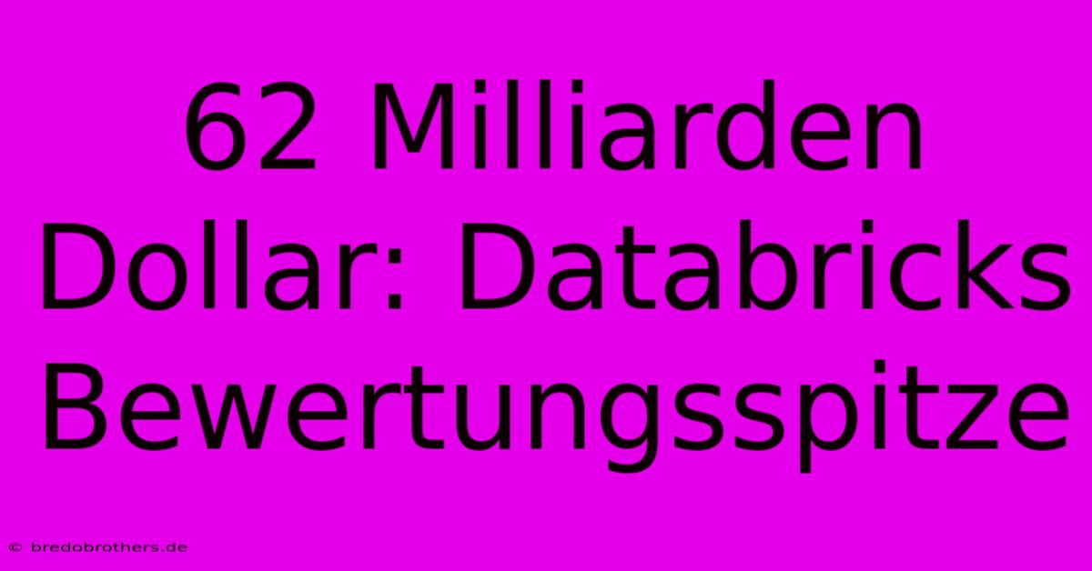 62 Milliarden Dollar: Databricks Bewertungsspitze