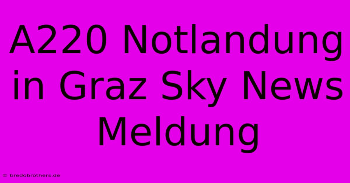 A220 Notlandung In Graz Sky News Meldung