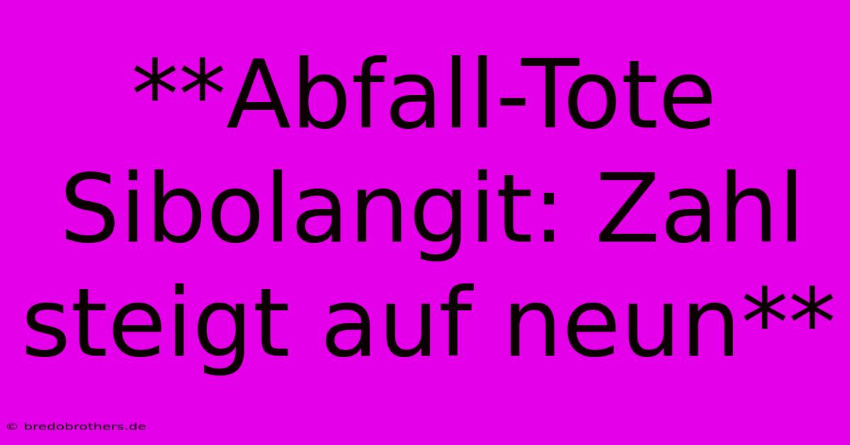 **Abfall-Tote Sibolangit: Zahl Steigt Auf Neun**