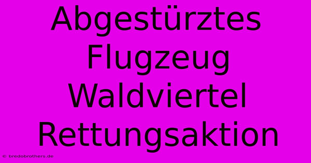 Abgestürztes Flugzeug Waldviertel Rettungsaktion