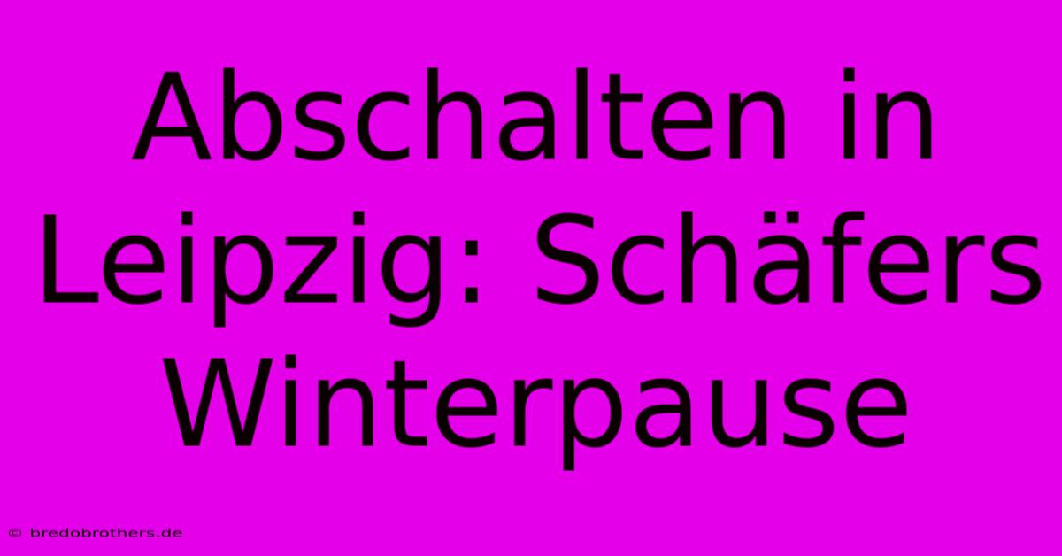 Abschalten In Leipzig: Schäfers Winterpause