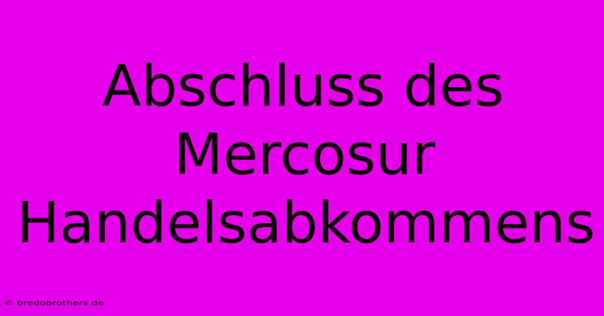 Abschluss Des Mercosur Handelsabkommens