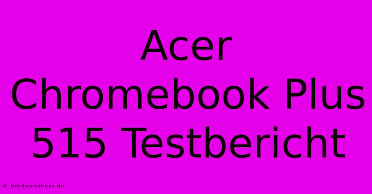 Acer Chromebook Plus 515 Testbericht