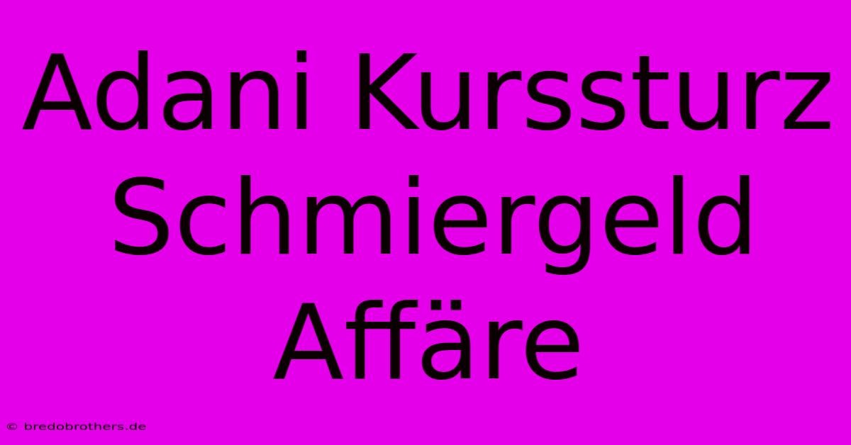 Adani Kurssturz Schmiergeld Affäre