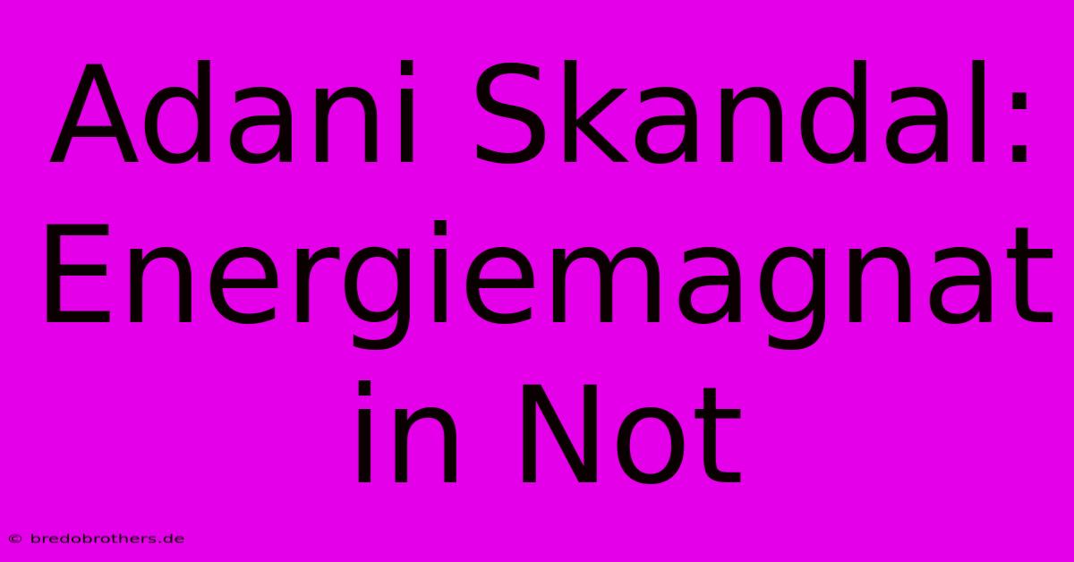 Adani Skandal: Energiemagnat In Not