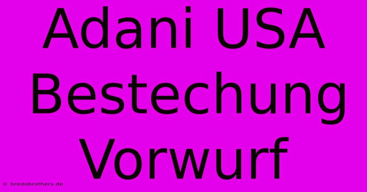 Adani USA Bestechung Vorwurf