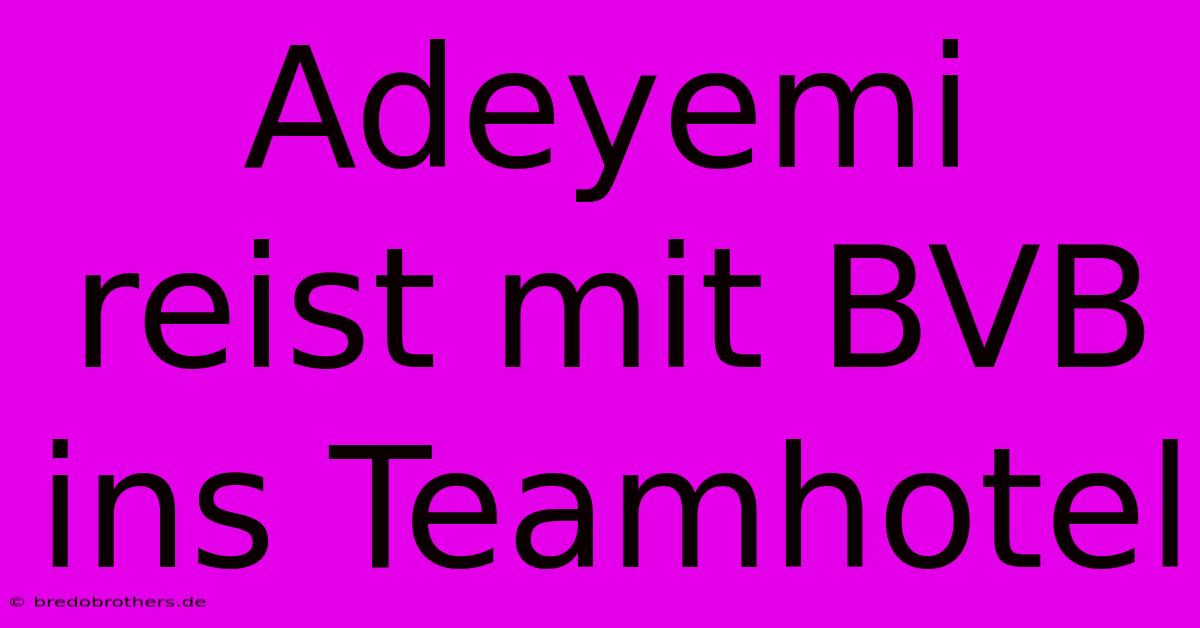 Adeyemi Reist Mit BVB Ins Teamhotel