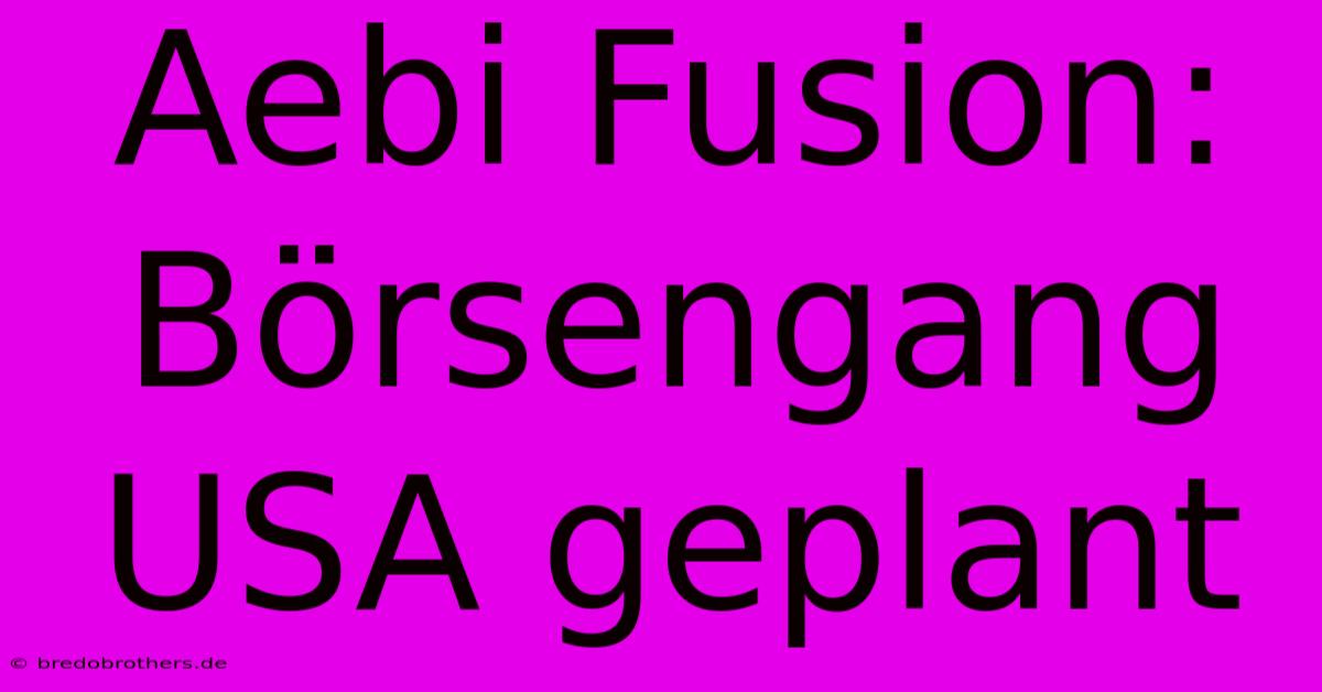 Aebi Fusion: Börsengang USA Geplant