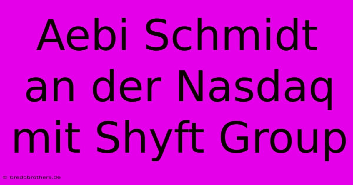 Aebi Schmidt An Der Nasdaq Mit Shyft Group