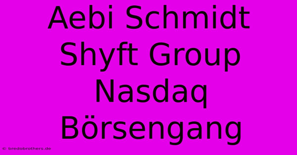 Aebi Schmidt Shyft Group Nasdaq Börsengang