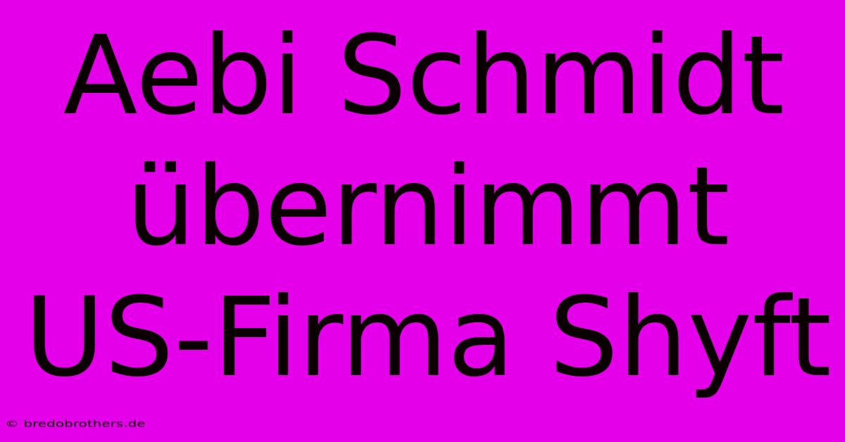 Aebi Schmidt Übernimmt US-Firma Shyft