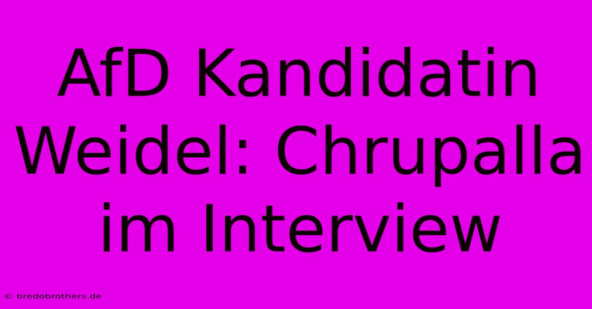 AfD Kandidatin Weidel: Chrupalla Im Interview