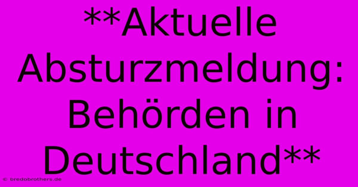 **Aktuelle Absturzmeldung: Behörden In Deutschland**