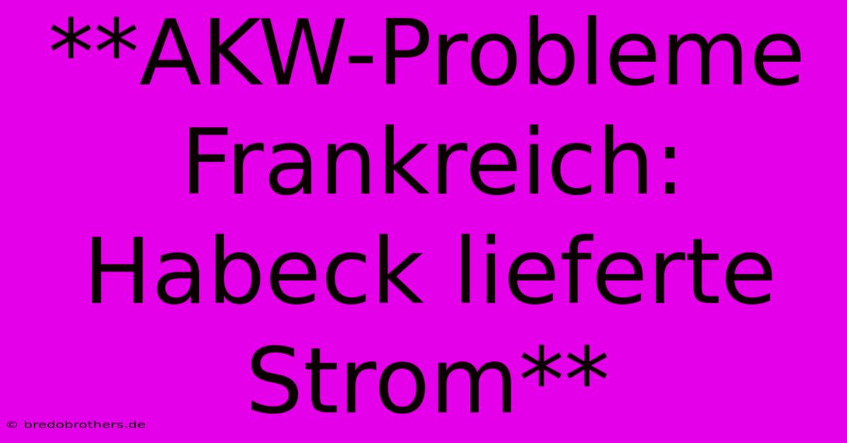 **AKW-Probleme Frankreich: Habeck Lieferte Strom**