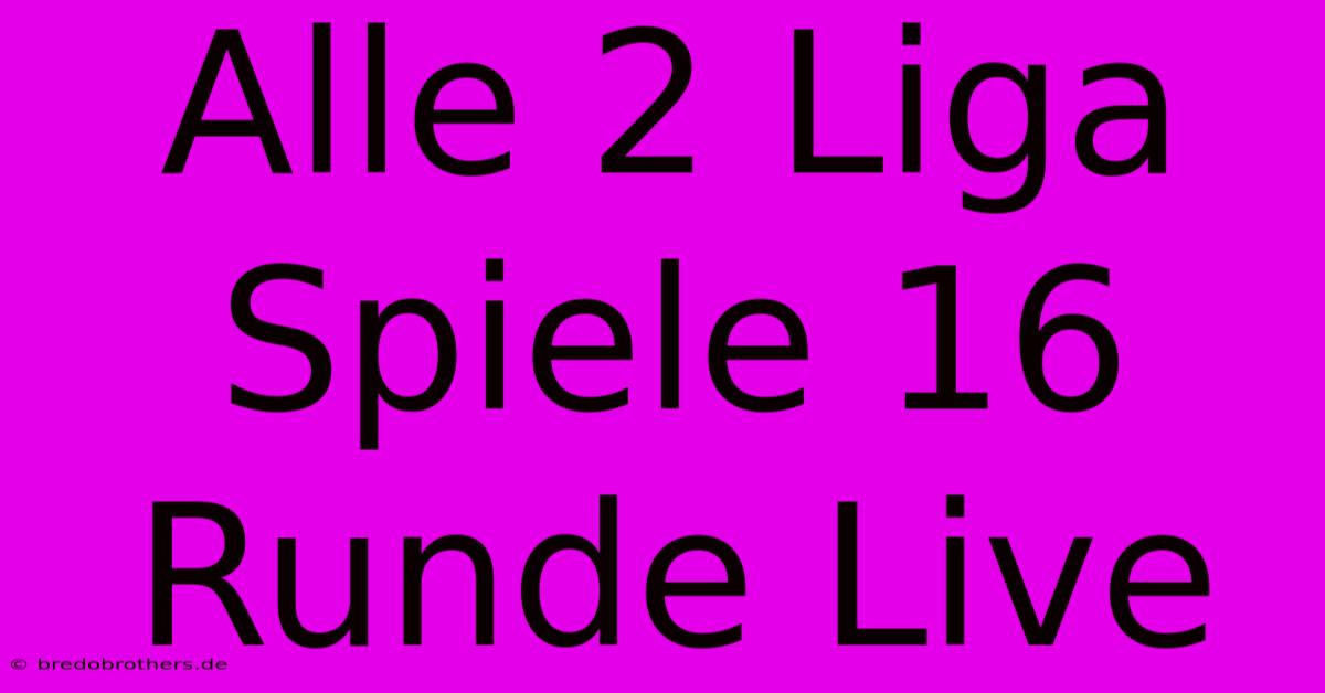 Alle 2 Liga Spiele 16 Runde Live