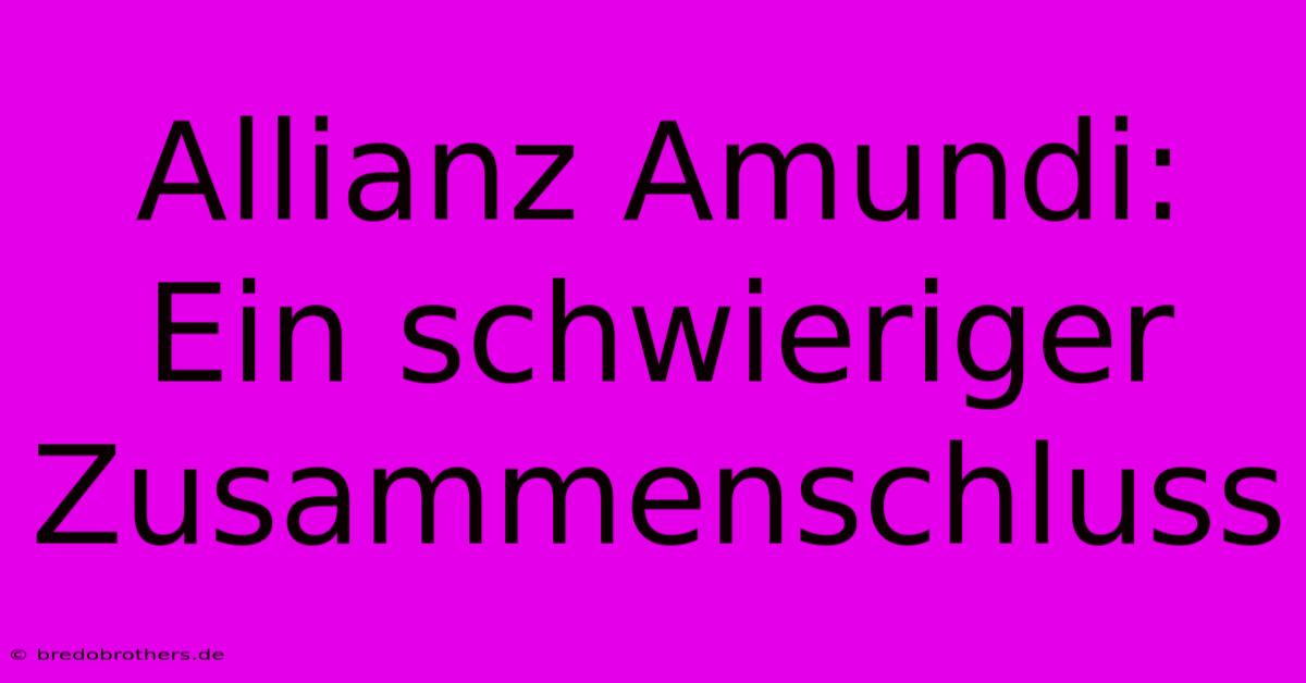 Allianz Amundi: Ein Schwieriger Zusammenschluss