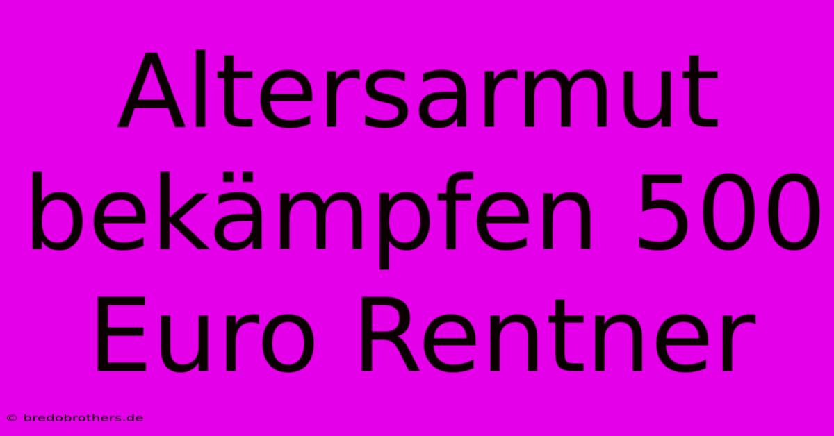 Altersarmut Bekämpfen 500 Euro Rentner