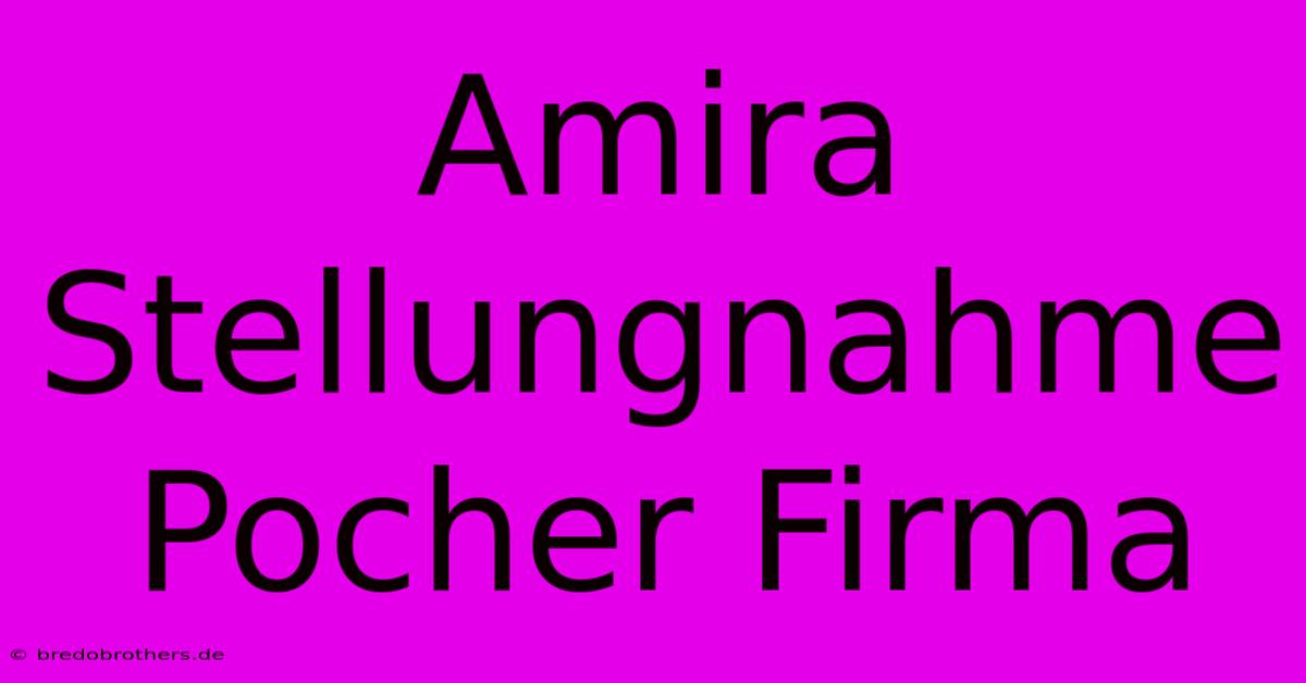 Amira Stellungnahme Pocher Firma