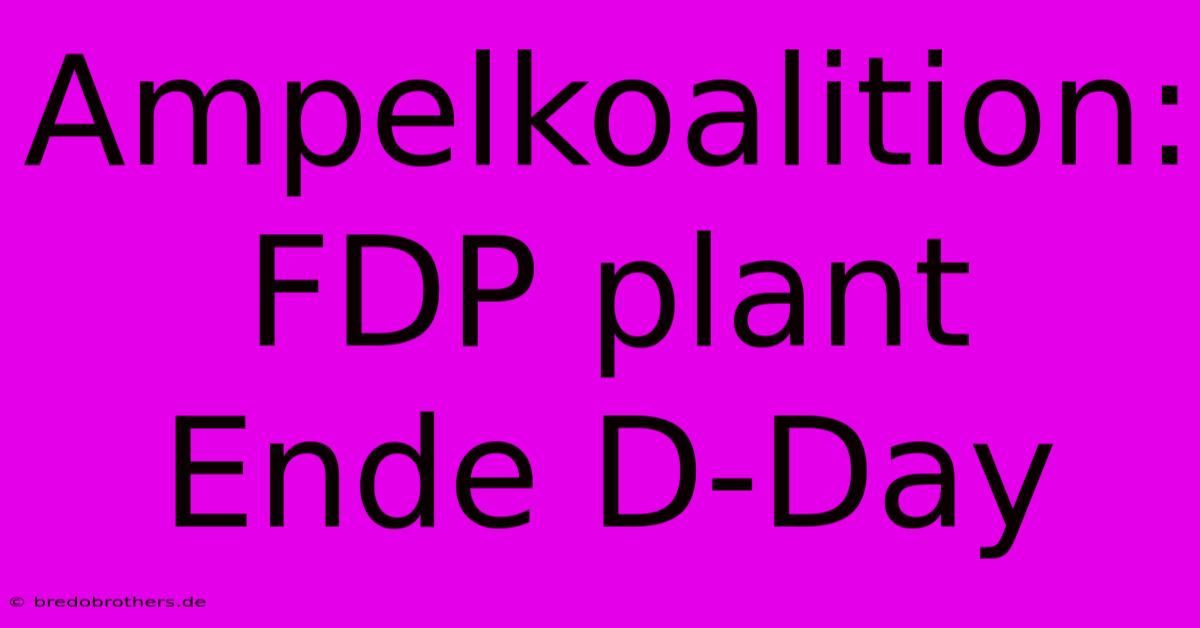 Ampelkoalition: FDP Plant Ende D-Day