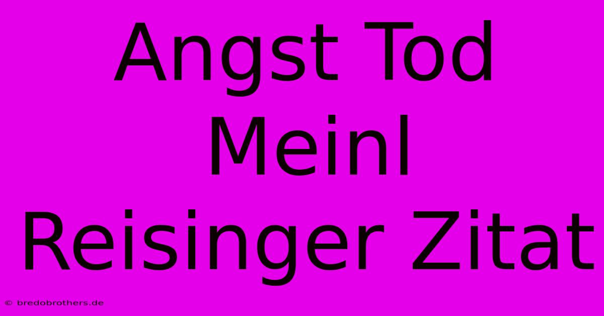 Angst Tod Meinl Reisinger Zitat