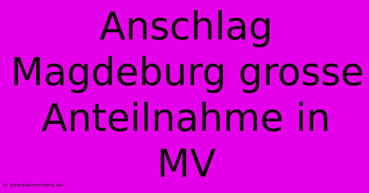 Anschlag Magdeburg Grosse Anteilnahme In MV