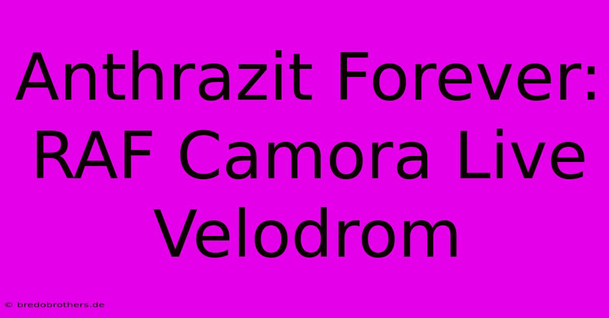 Anthrazit Forever: RAF Camora Live Velodrom