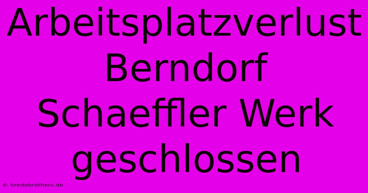 Arbeitsplatzverlust Berndorf Schaeffler Werk Geschlossen