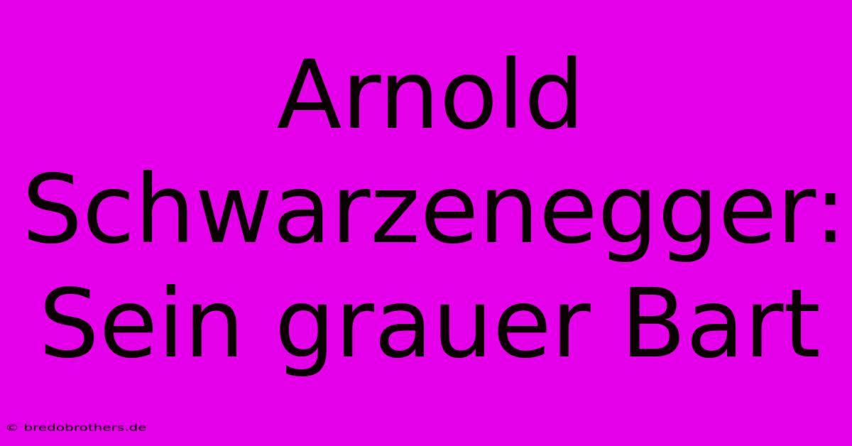 Arnold Schwarzenegger: Sein Grauer Bart